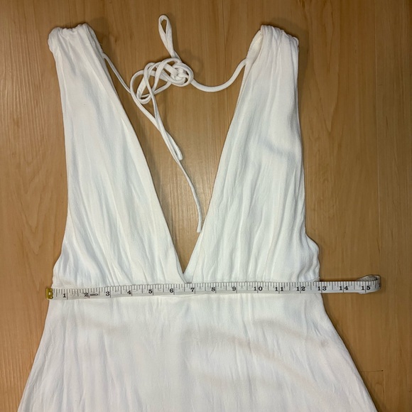 Mendocino Gilbert White Mini Dress Elegant Linen‑Look Summer Women’s Size M - Picture 10 of 14